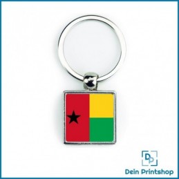 Quadratischer Schlüsselanhänger aus Metall - 25 x 25 mm - Flagge Guinea-Bissau