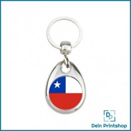 Runder Schlüsselanhänger aus Metall - Ø 25 mm - Flagge Chile