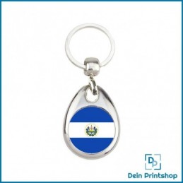 Runder Schlüsselanhänger aus Metall - Ø 25 mm - Flagge El Salvador